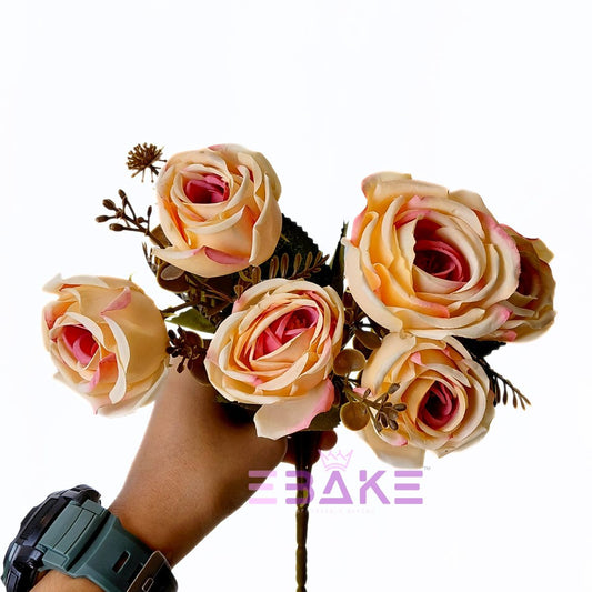A1787 Creme & Pink Mix Rose Bunch With Fillers