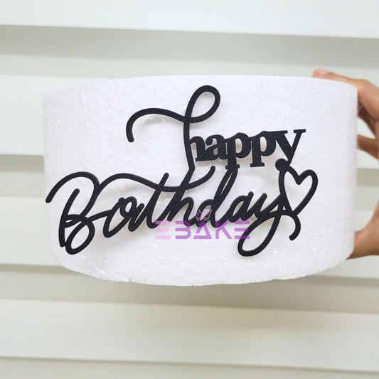 Happy Birthday Cutout/Charm Black MDF