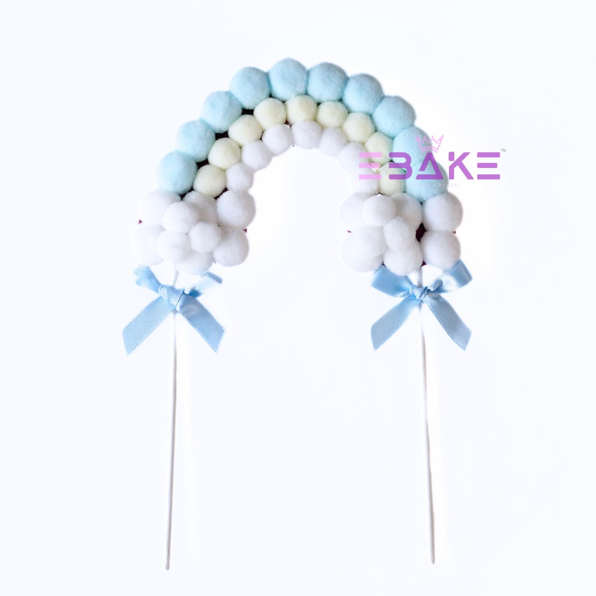 Pom Pom Arch Cake Topper Blue - Single Piece