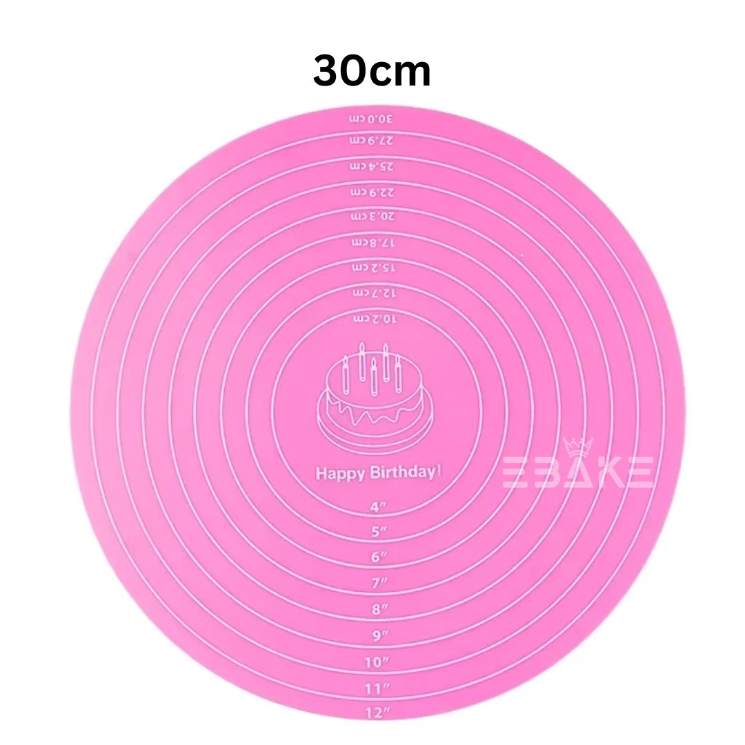 Pink Silicone Turn Table Non - Slip Mat / Baking Mat for Kneading & Fondant Rolling