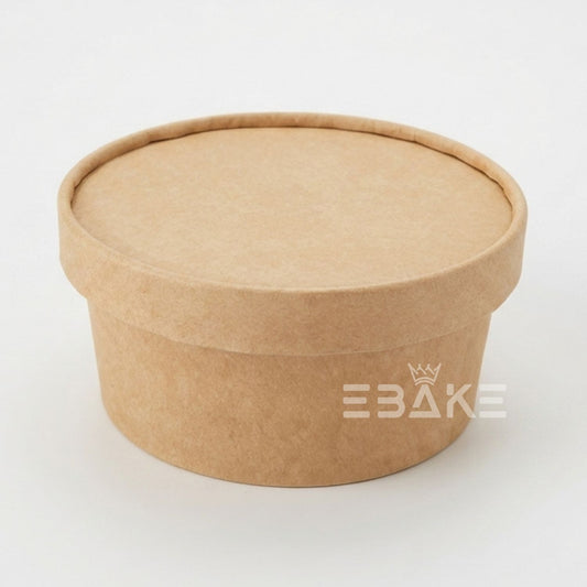 Round Disposable Kraft Paper Containers With Lid 300ml