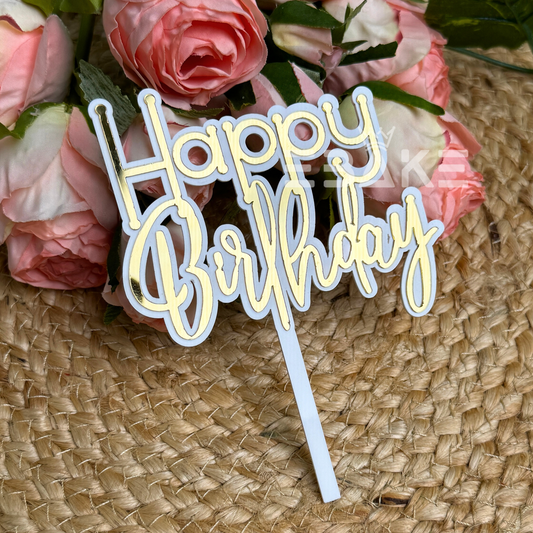 Happy Birthday Double Color Cake Topper