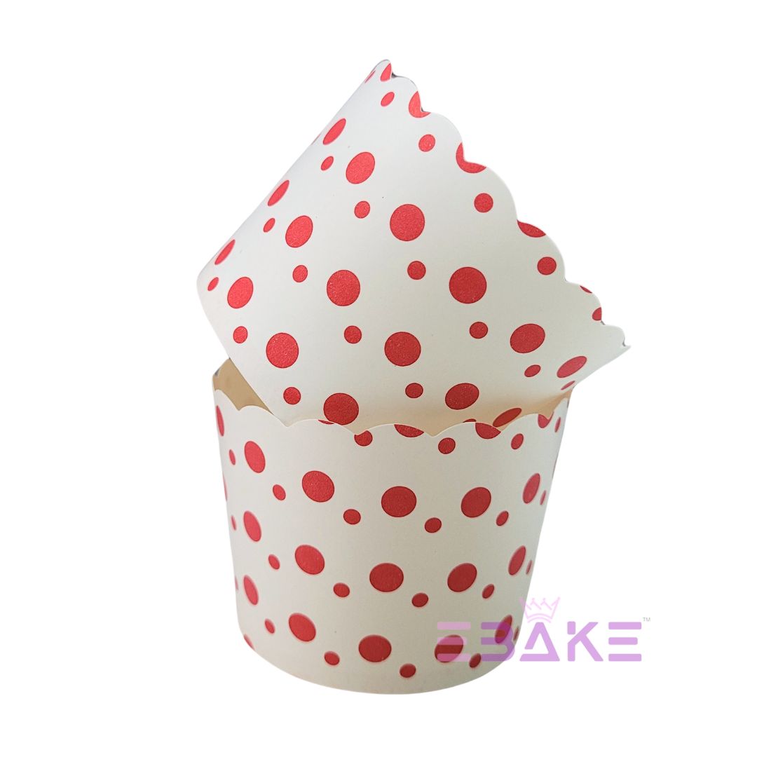 Paper Muffin Cup Red Polka Dot - Set Of 50 Pieces Medium