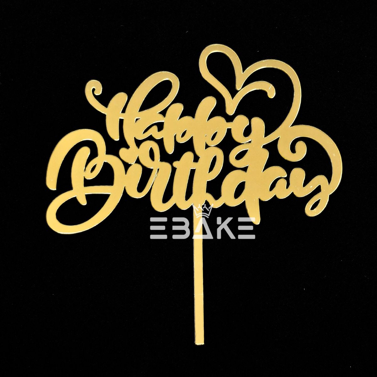 Happy Birthday Cake Topper 5 Inch Golden