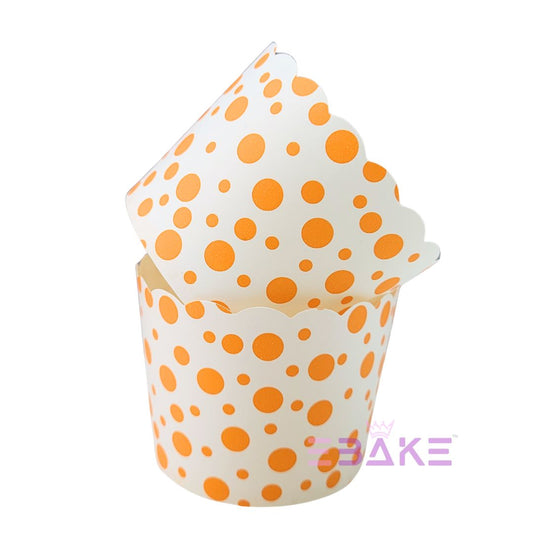 Paper Muffin Cup Orange Polka Dot - Set Of 50 Pieces Medium