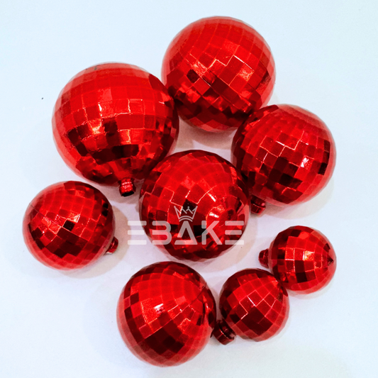 Mirror Faux Balls / Disco Balls Red - Set Of 8 Pieces