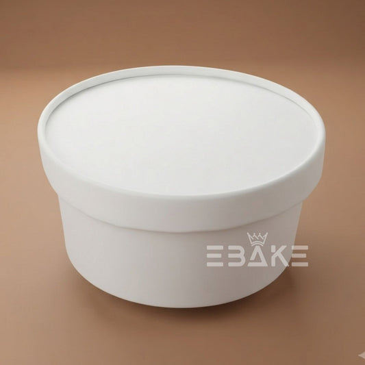 Round Disposable Kraft Paper Containers With Lid (Set of 5) 300ml