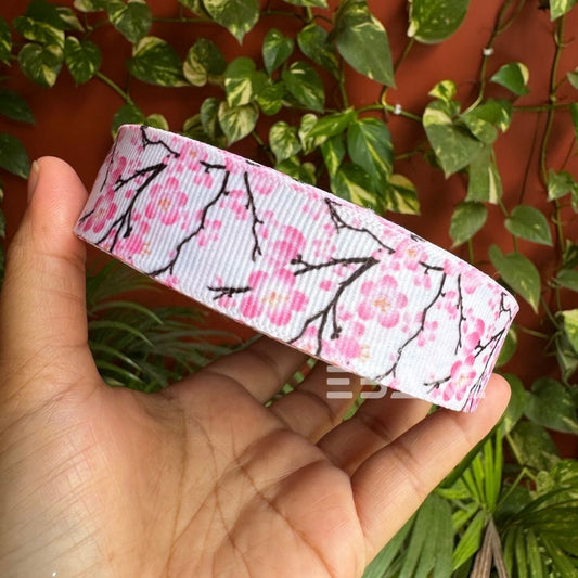 Cherry Blosson Printed Grosgrain Ribbon