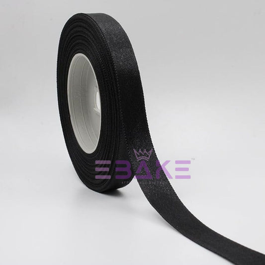 Black Satin Ribbon 0.5 Inch (Single Piece)