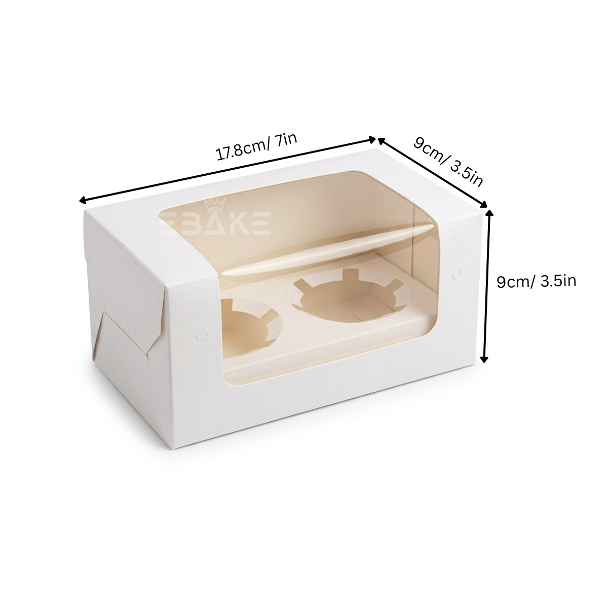 2 Pc Cupcake Box With Cavity White