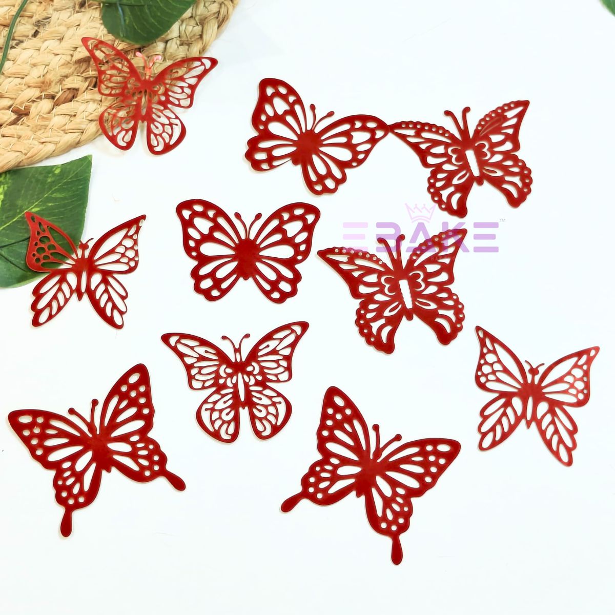 Foldable Paper Butterflies Red (Set Of 10 Pieces)