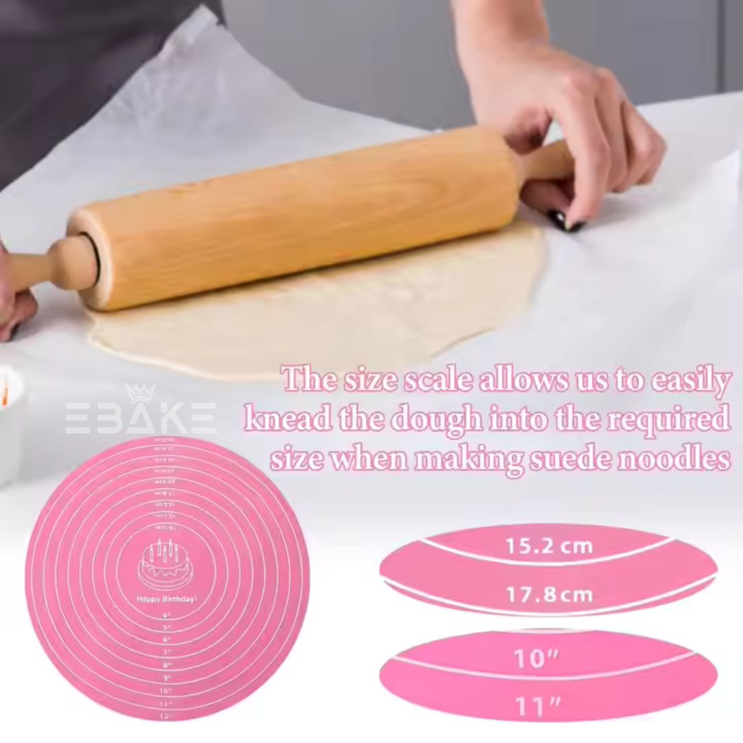 Pink Silicone Turn Table Non - Slip Mat / Baking Mat for Kneading & Fondant Rolling