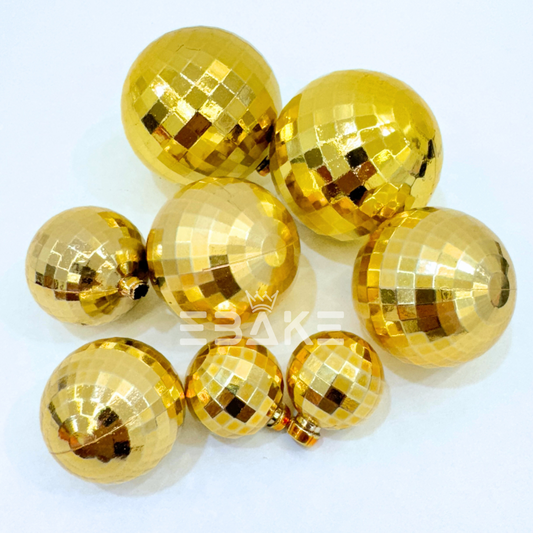 Mirror Faux Balls / Disco Balls Gold - Set Of 8 Pieces