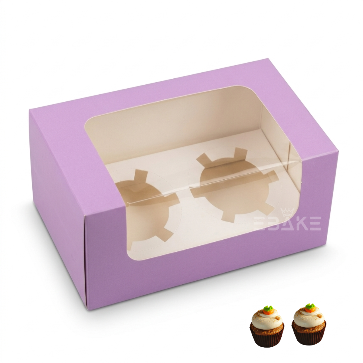 2 Pc Cupcake Box With Cavity Lilac