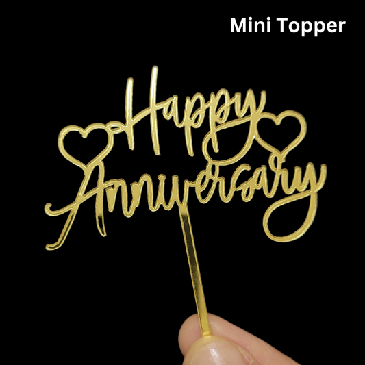 Happy Anniversary Mini Topper Gold