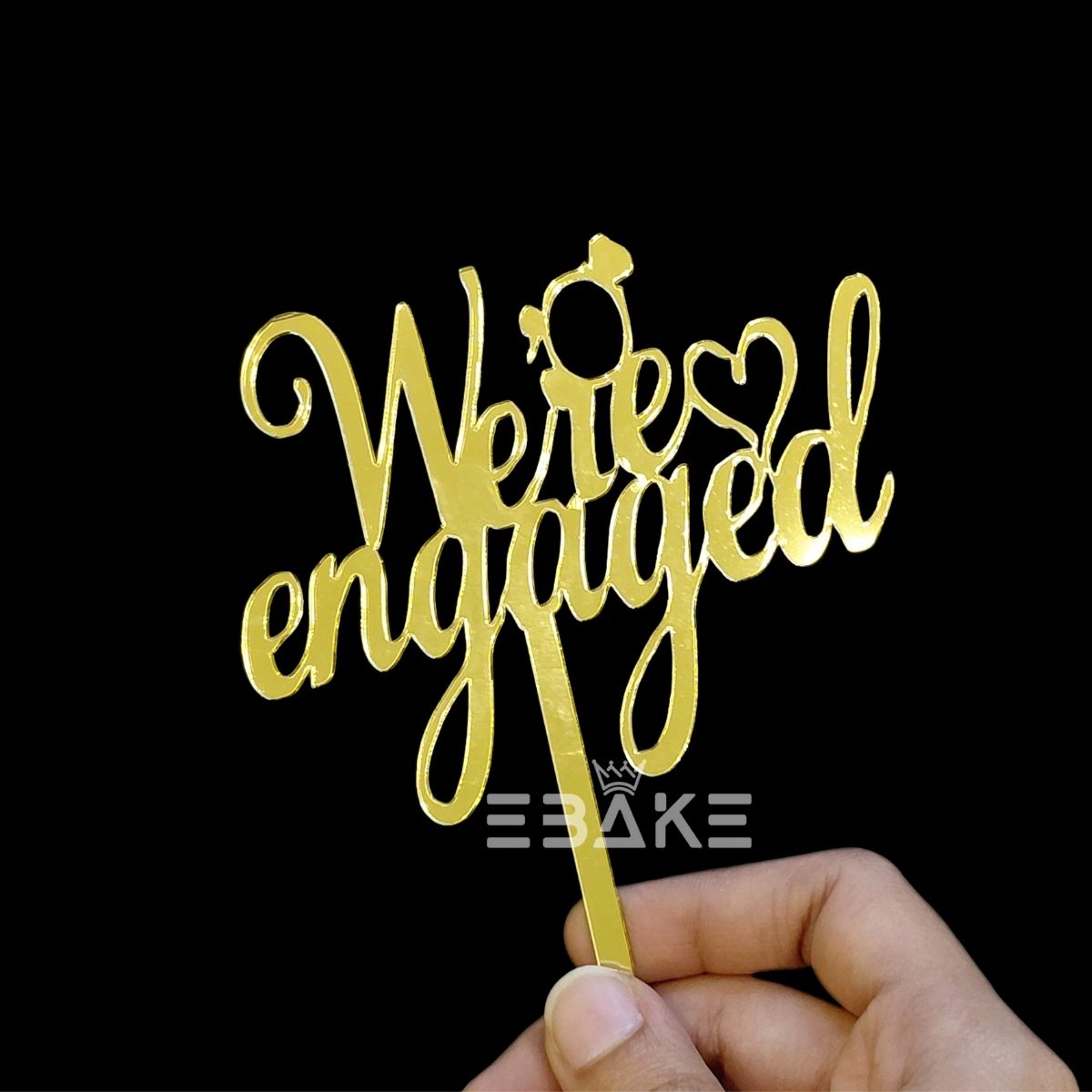 We're Engaged Cake Topper 4 Inch