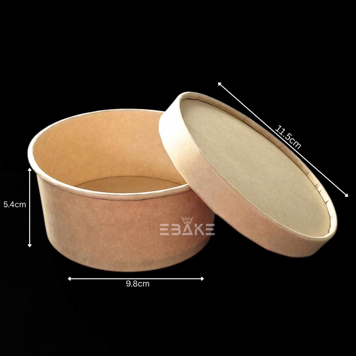 Round Disposable Kraft Paper Containers With Lid 300ml