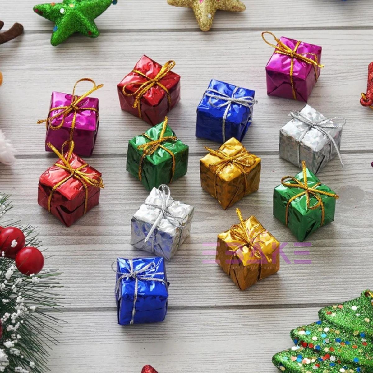 Mini Christmas Gift Box /Christmas Tree Ornaments 7504 (Set of 12 Pieces)