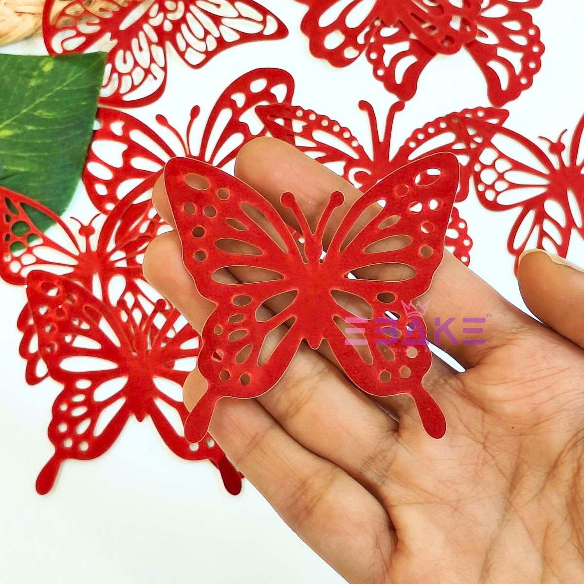 Foldable Paper Butterflies Red (Set Of 10 Pieces)