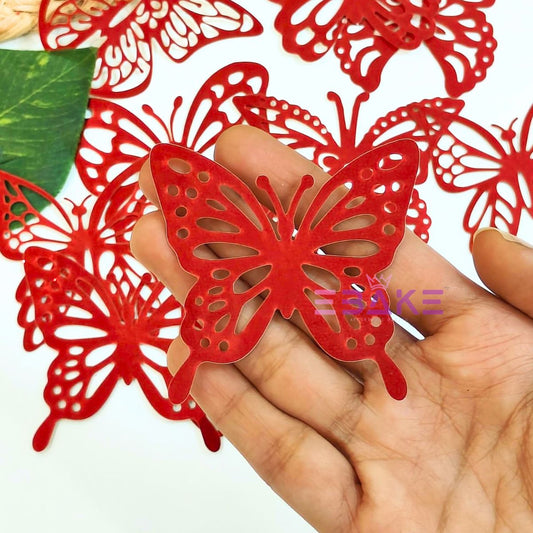 Foldable Paper Butterflies Red (Set Of 10 Pieces)