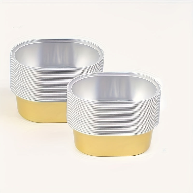 Mini Oval Aluminium Foil Baking Cup With Lid (Gold)