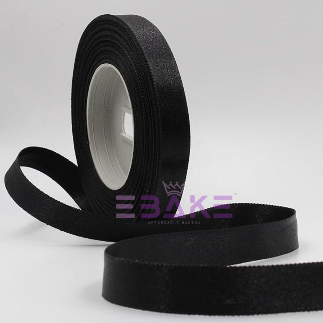 Black Satin Ribbon 0.5 Inch (Single Piece)