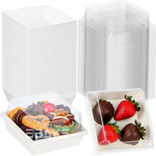 Kraft Paper Square Container With Transparent Lid