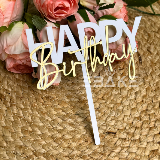 Happy Birthday Double Color Cake Topper