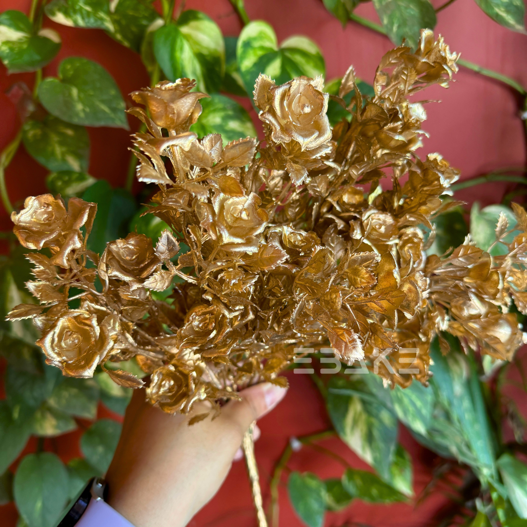 Golden Rose Bunch with Filler Leaves A1348