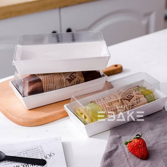 Kraft Paper Rectangle Container With Transparent Lid