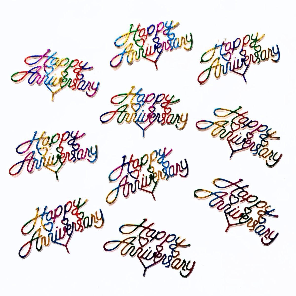 Happy Anniversary Mini Topper Plastic (Set of 10 pieces)