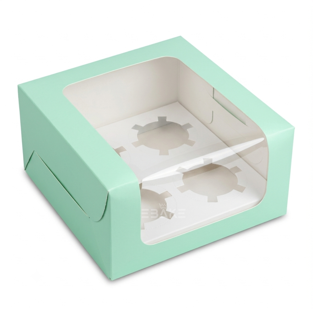 4 Pc Cupcake Box With Cavity Turquoise