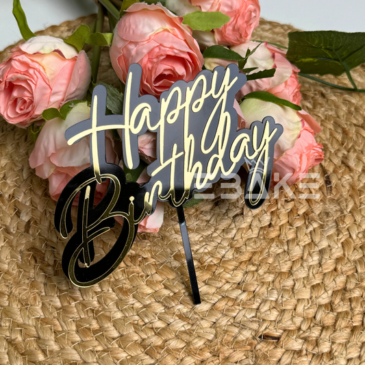 Happy Birthday Double Color Cake Topper