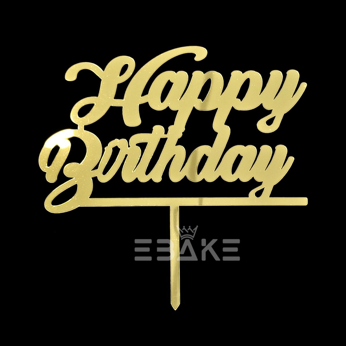 Happy Birthday Cake Topper Golden