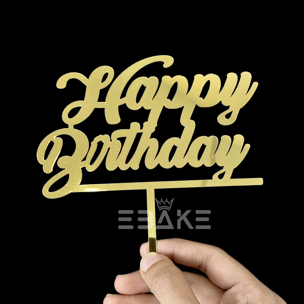 Happy Birthday Cake Topper Golden