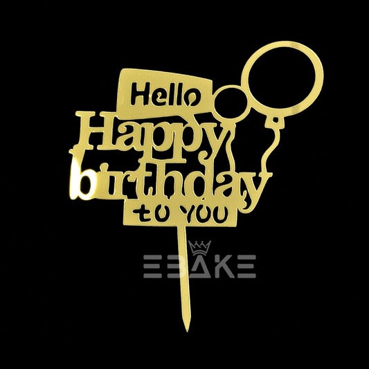 Happy Birthday Cake Topper Golden