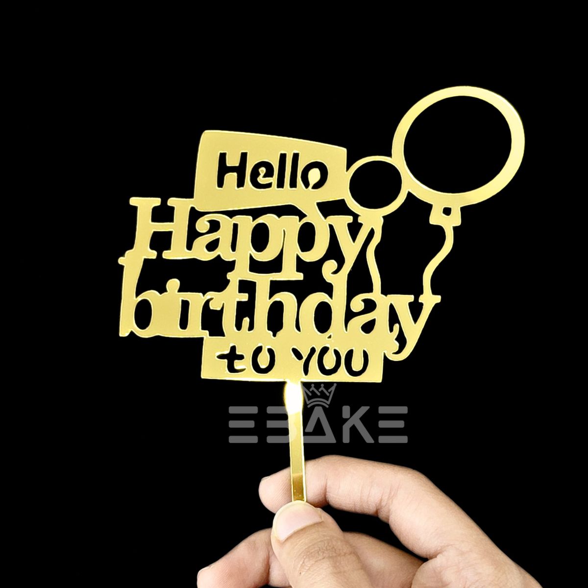 Happy Birthday Cake Topper Golden