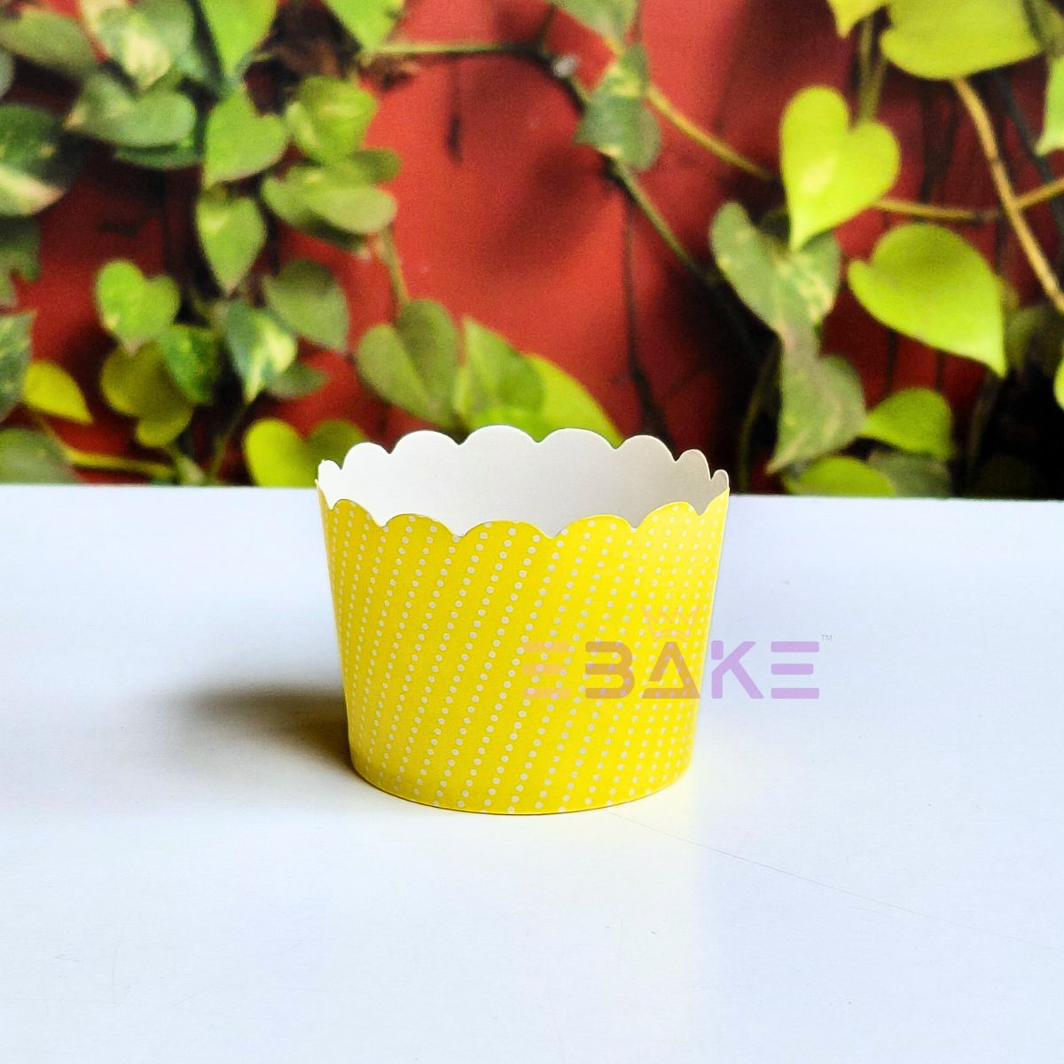 Polka Dot Printed Paper Muffin Cup - Set Of 50 Pieces (Yellow)