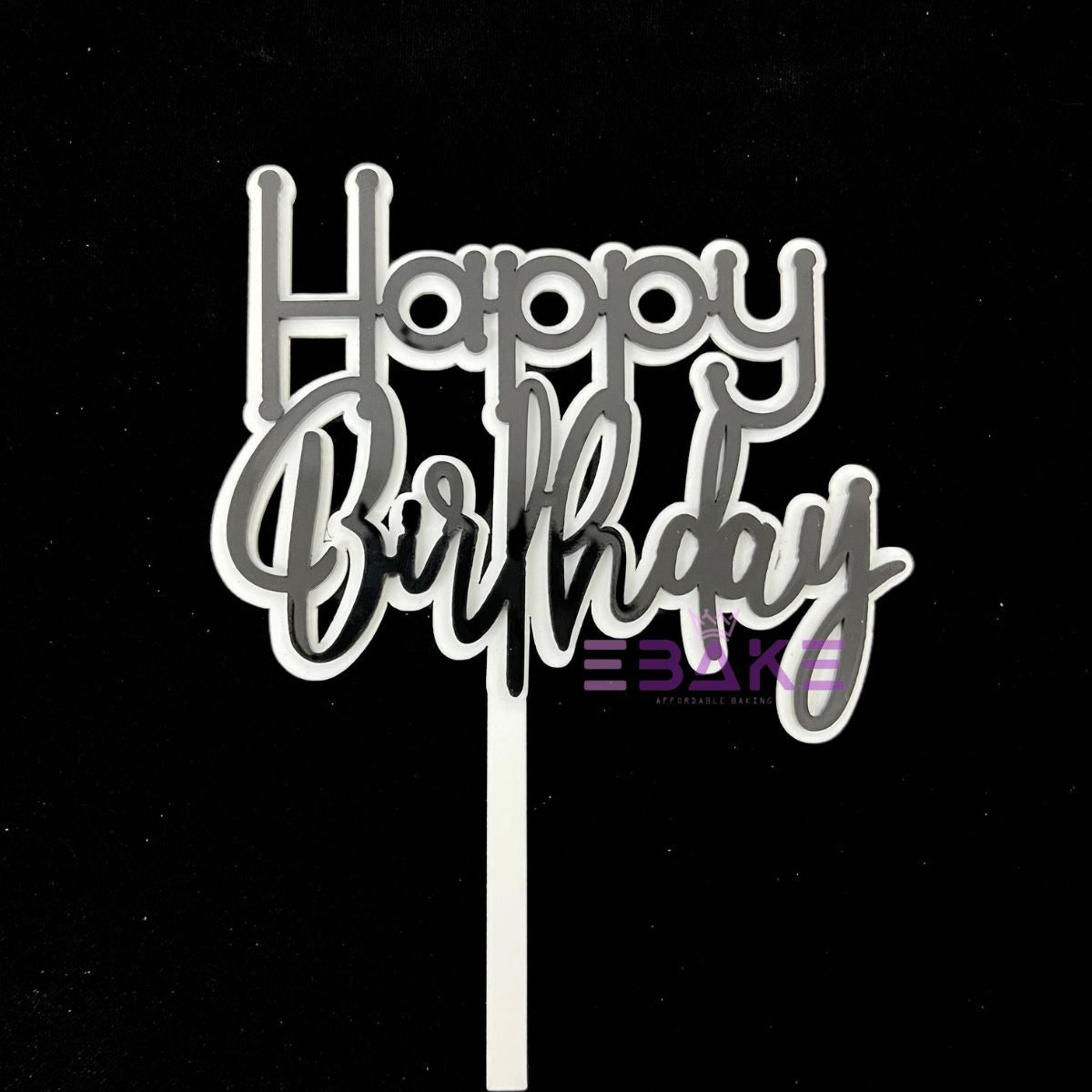 Happy Birthday Double Color Cake Topper