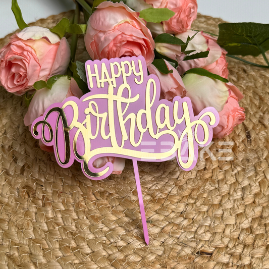 Happy Birthday Double Color Cake Topper