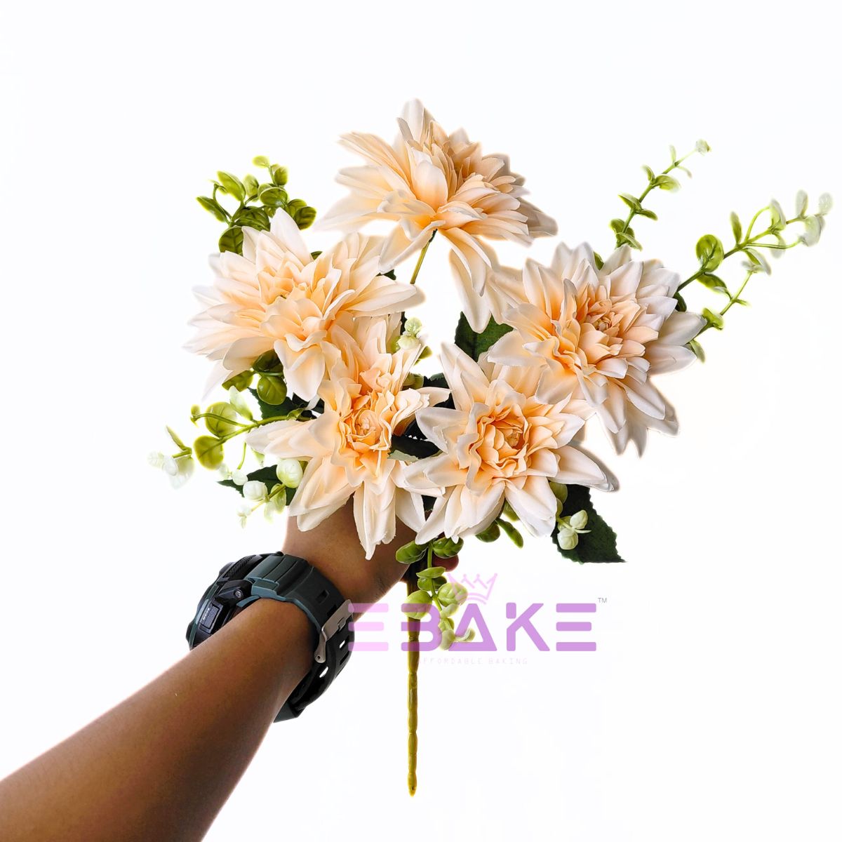 A1801 Peach Dahlia Bunch With Fillers