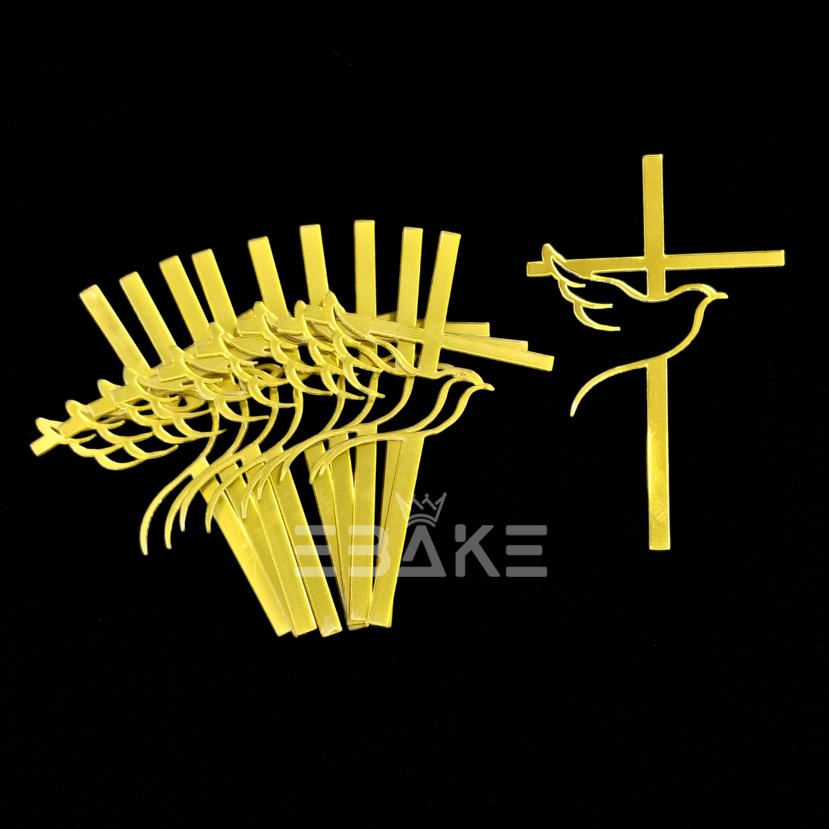 Cross Cake Topper for Baptism, First Holy Communion 3" (10 Pieces Set)