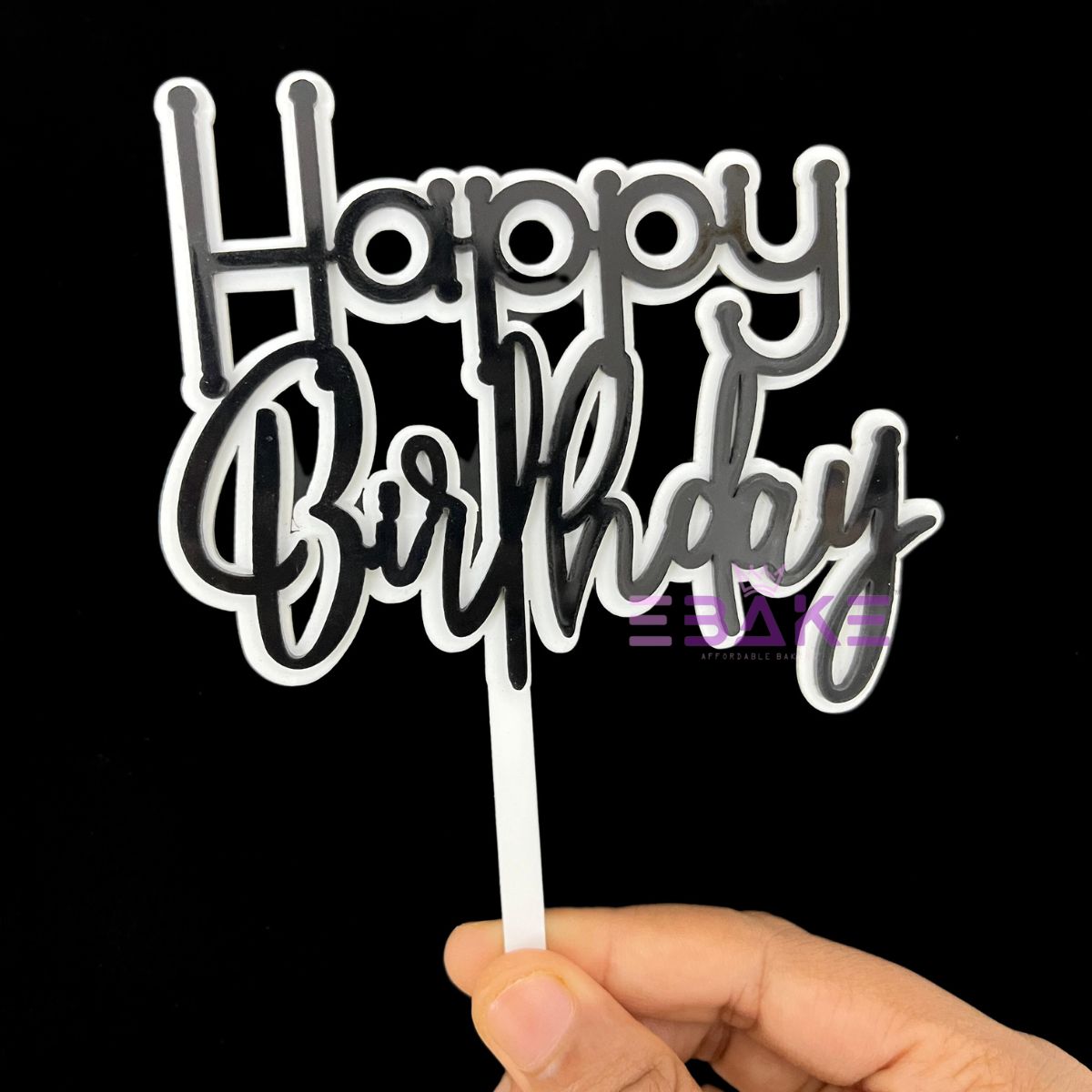 Happy Birthday Double Color Cake Topper