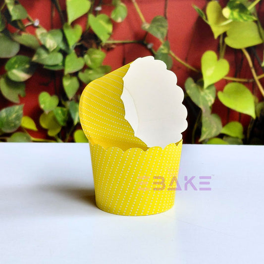 Polka Dot Printed Paper Muffin Cup - Set Of 50 Pieces (Yellow)