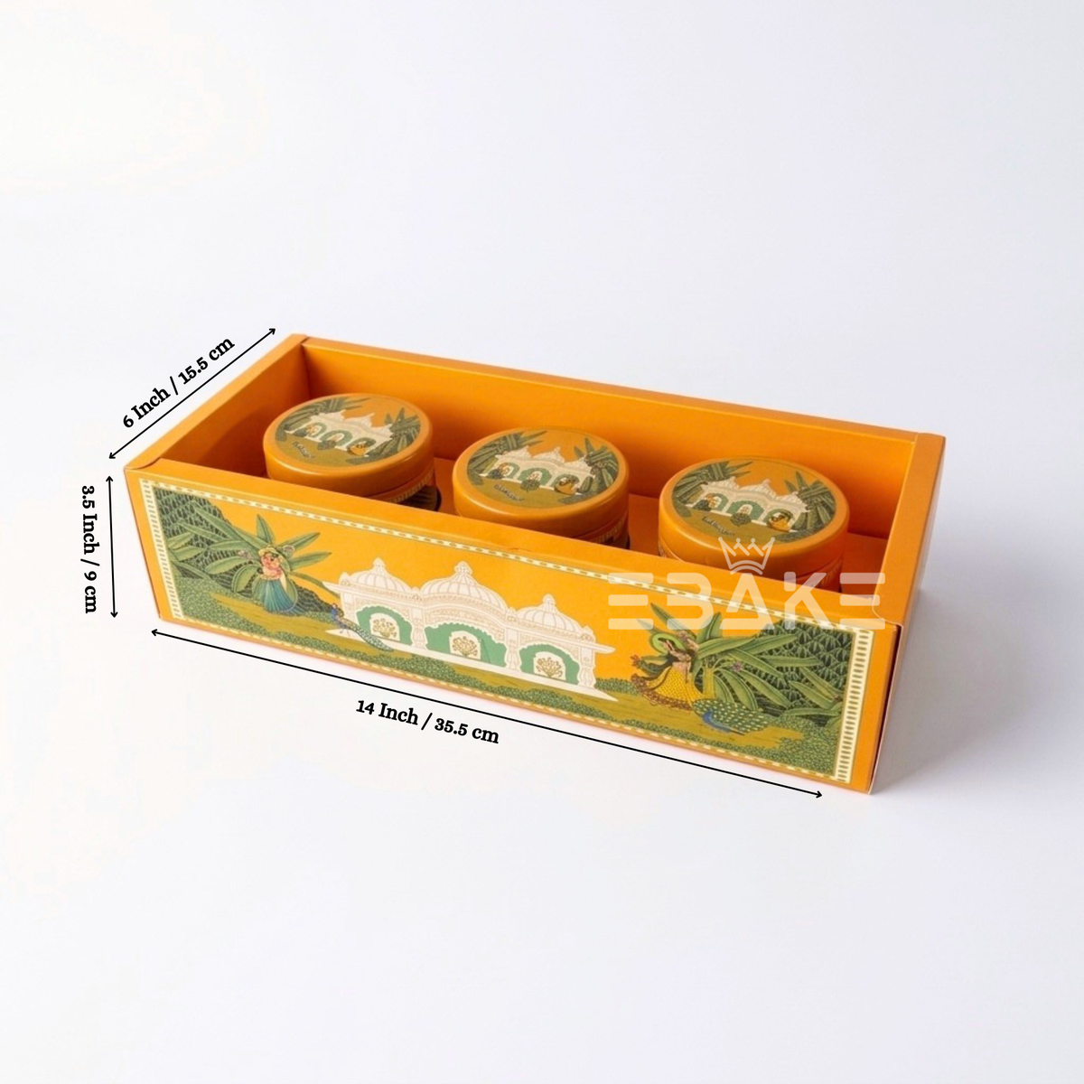 3 Jar Festive Hamper Box With Jar -  Marigold Orange (Set Of 2 Boxes)