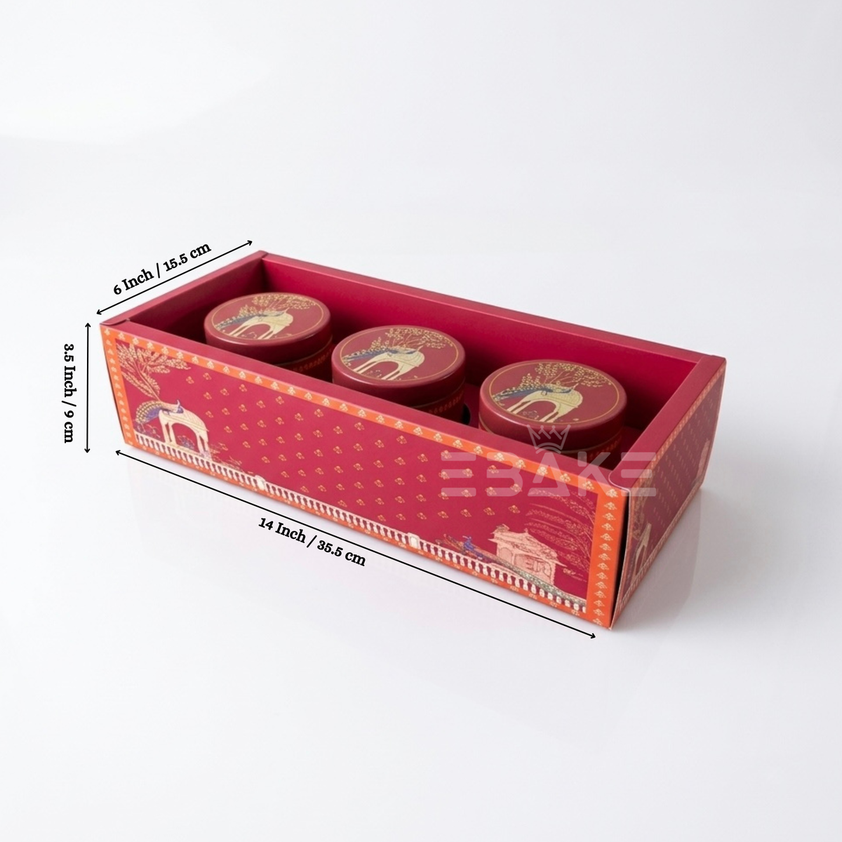 3 Jar Festive Hamper Box With Jar -  Royal Magenta (Set Of 2 Boxes)