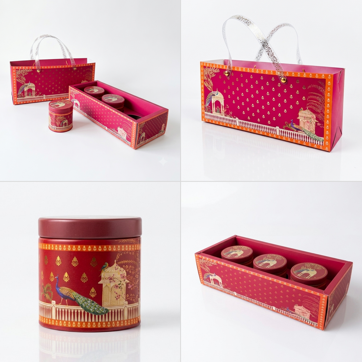 3 Jar Festive Hamper Box With Jar -  Royal Magenta (Set Of 2 Boxes)