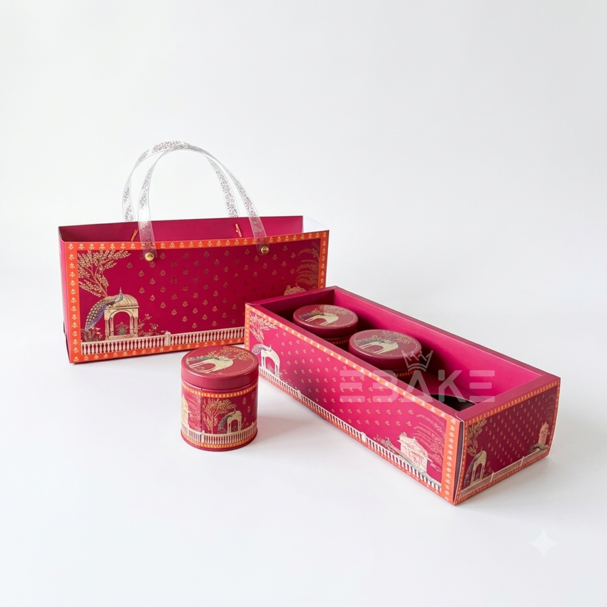 3 Jar Festive Hamper Box With Jar -  Royal Magenta (Set Of 2 Boxes)