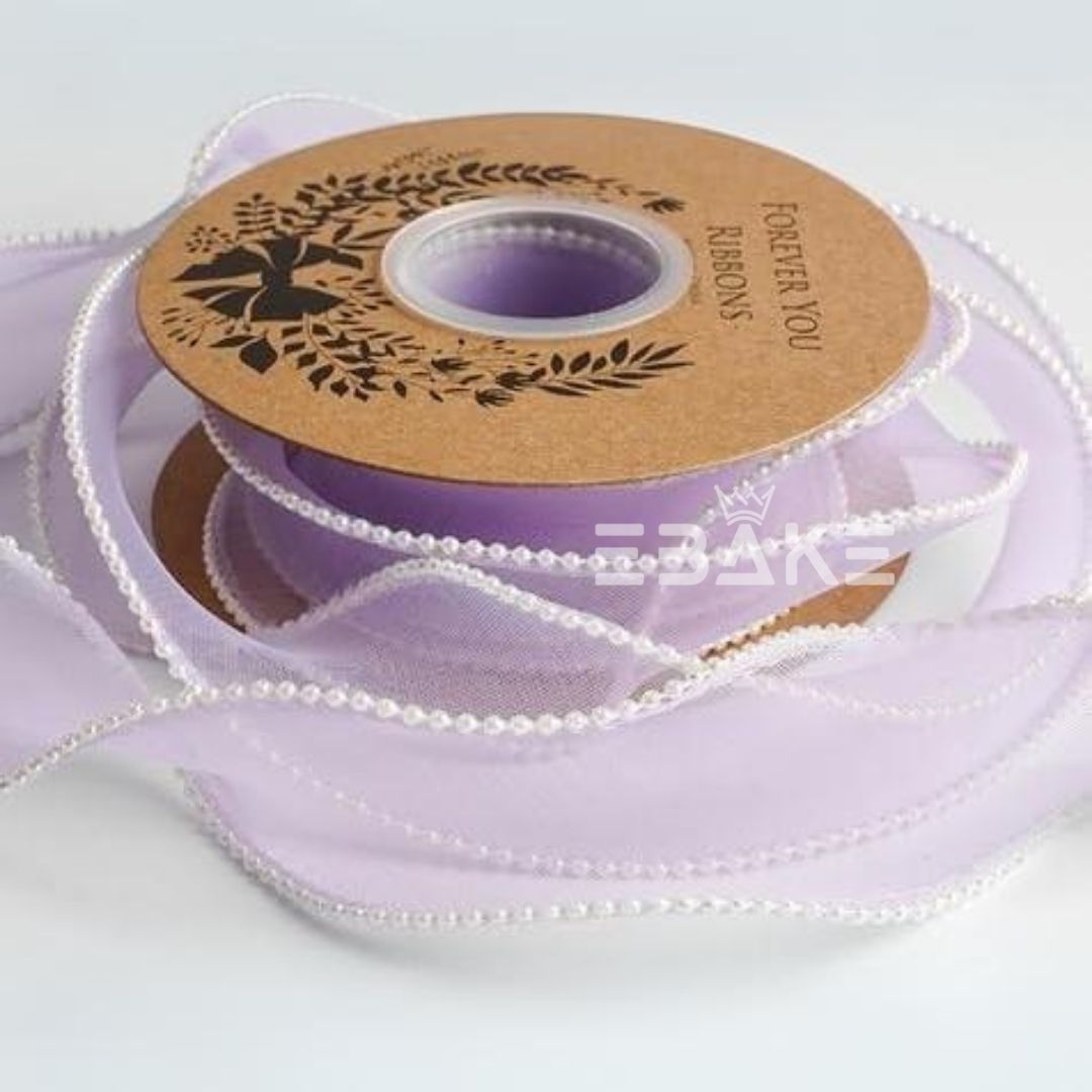 Pearl Net Organza Lavender Ribbon / Organza Moti Ribbon 2 Inch