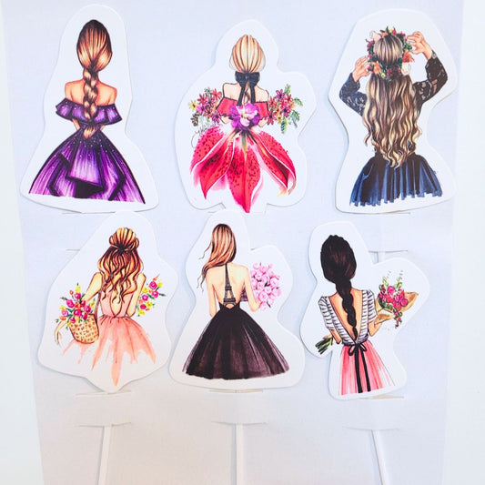 Backside Girl Theme Paper Topper (Set of 6)